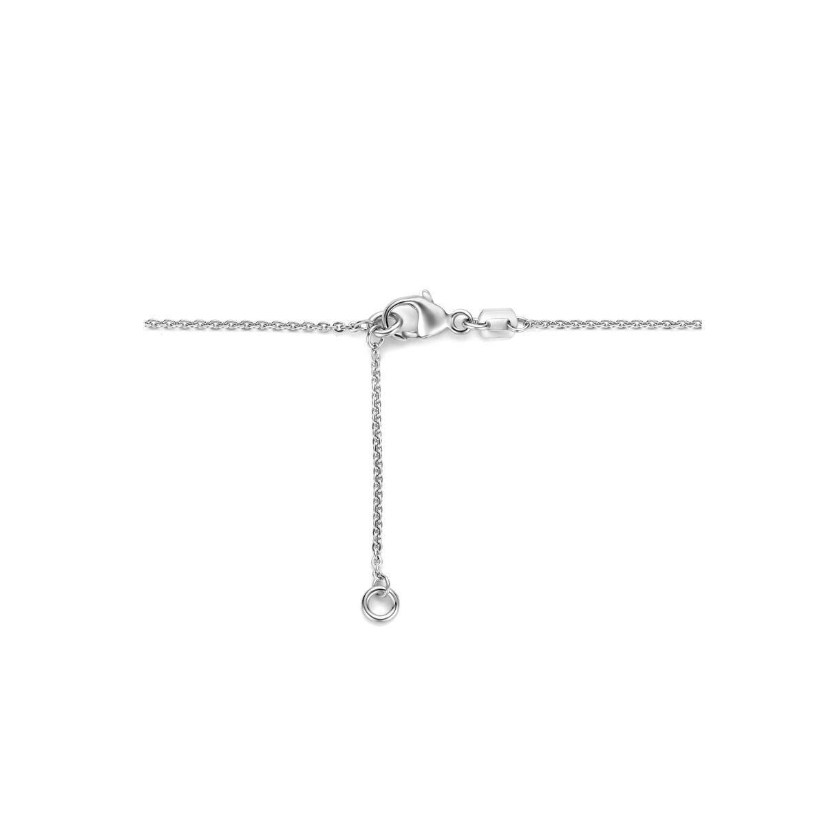 zirconia necklace 41 + 4 cm halo silver rhodium plated