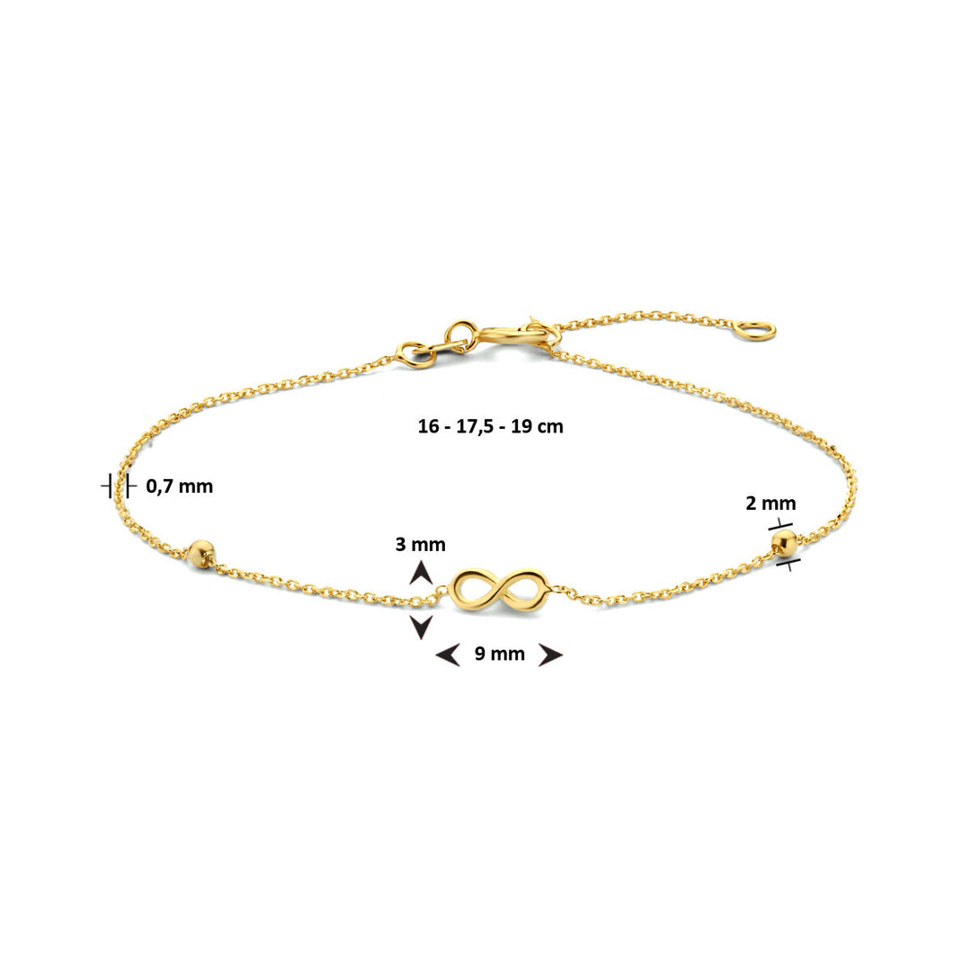 Gold bracelet ladies infinity and balls 14K