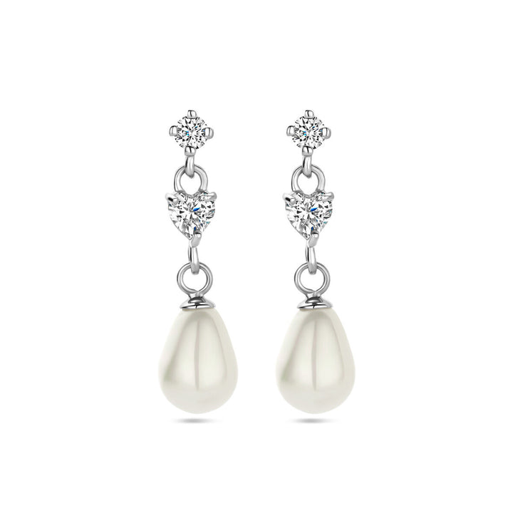 oorhangers parel zirkonia zilver gerhodineerd