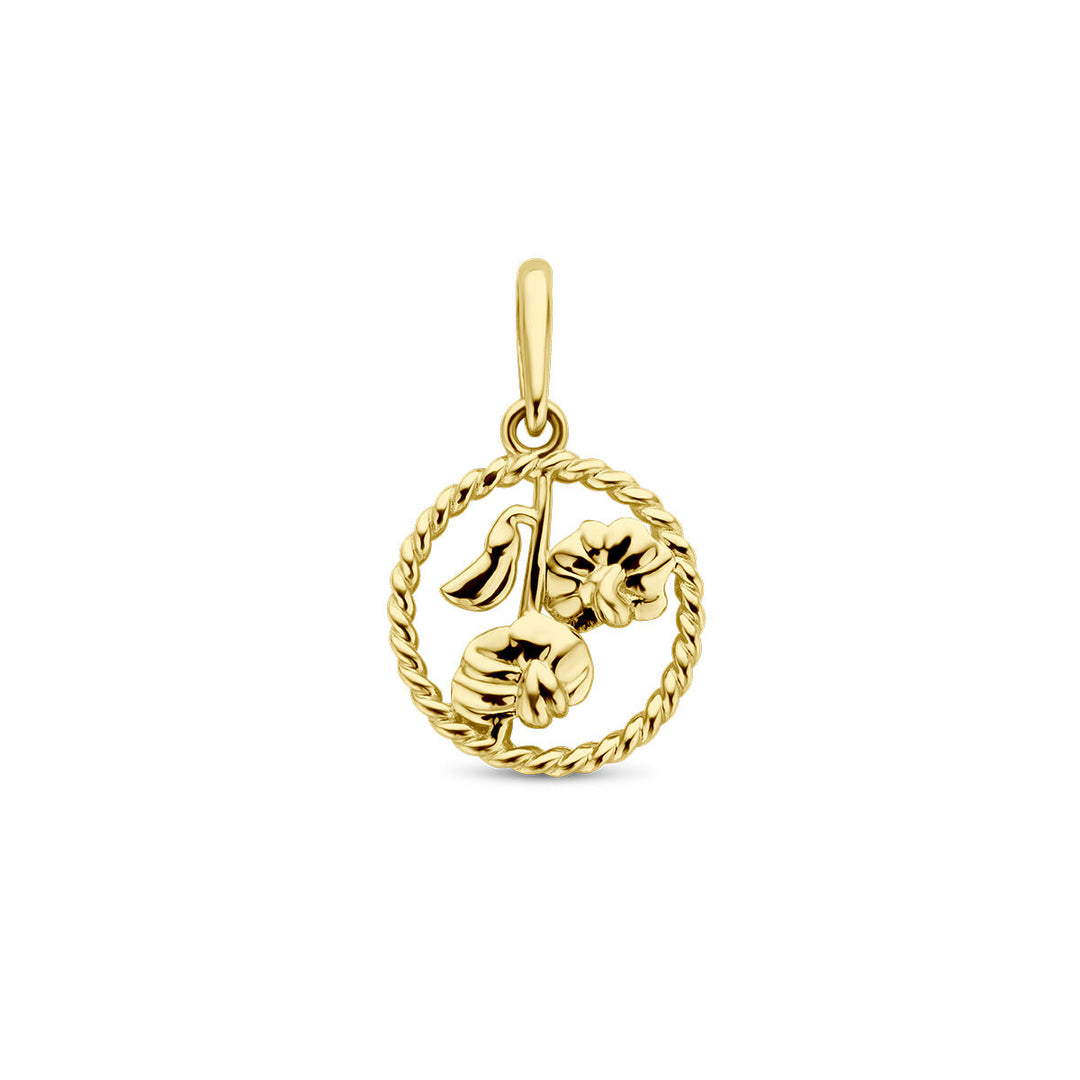 pendant with birth flower 14K yellow gold