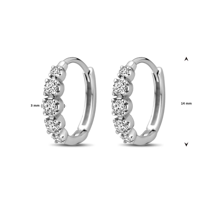 klapoorringen zirkonia 14 mm zilver gerhodineerd