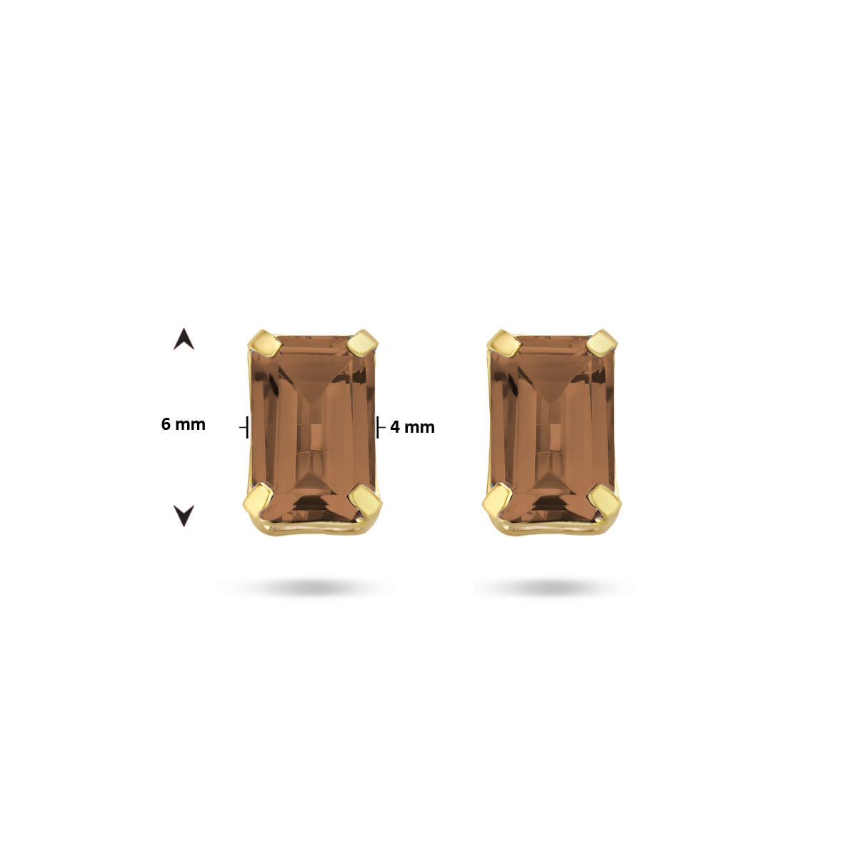 earrings smoky quartz 14K yellow gold