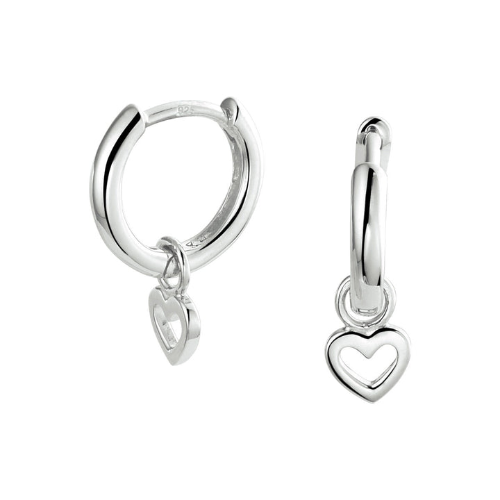 earrings heart silver rhodium plated