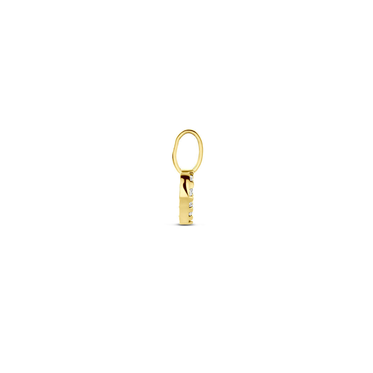 De Van der Kooij Collectie hanger hartje zirkonia 10,5 mm in 14K geelgoud heeft een sprankelend hartvormig ontwerp met zirkonia steentjes, weergegeven tegen een effen witte achtergrond.