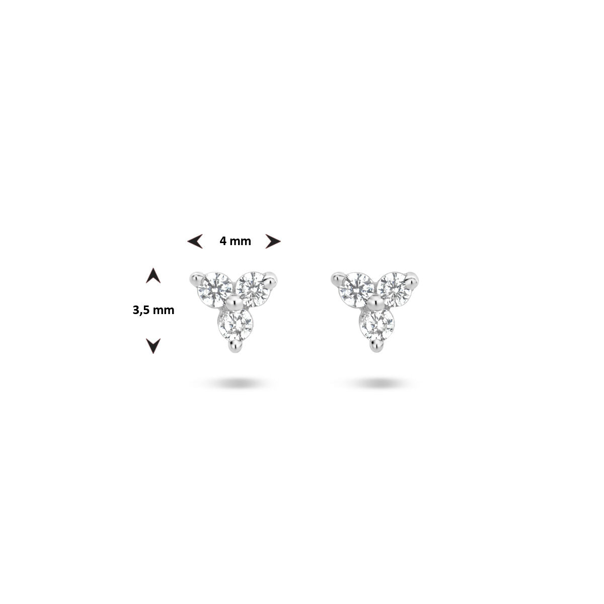 oorknoppen zirkonia zilver gerhodineerd