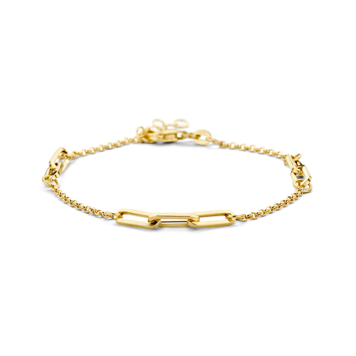 Gold bracelet ladies jasseron and paperclip 14K