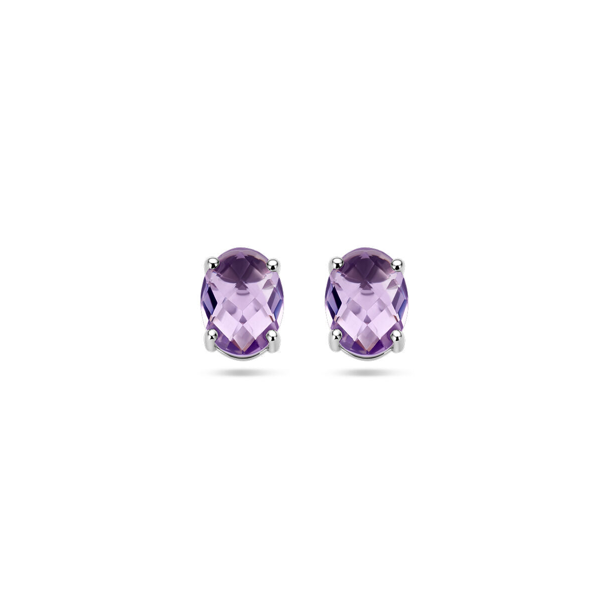 De Van der Kooij Collectie oorknoppen amethist zilver gerhodineerd tonen gefacetteerde paarse edelstenen in een ovale vorm, gezet in gerhodineerd zilver-ideale dames sieraden om elegante stijl te brengen aan elke outfit.
