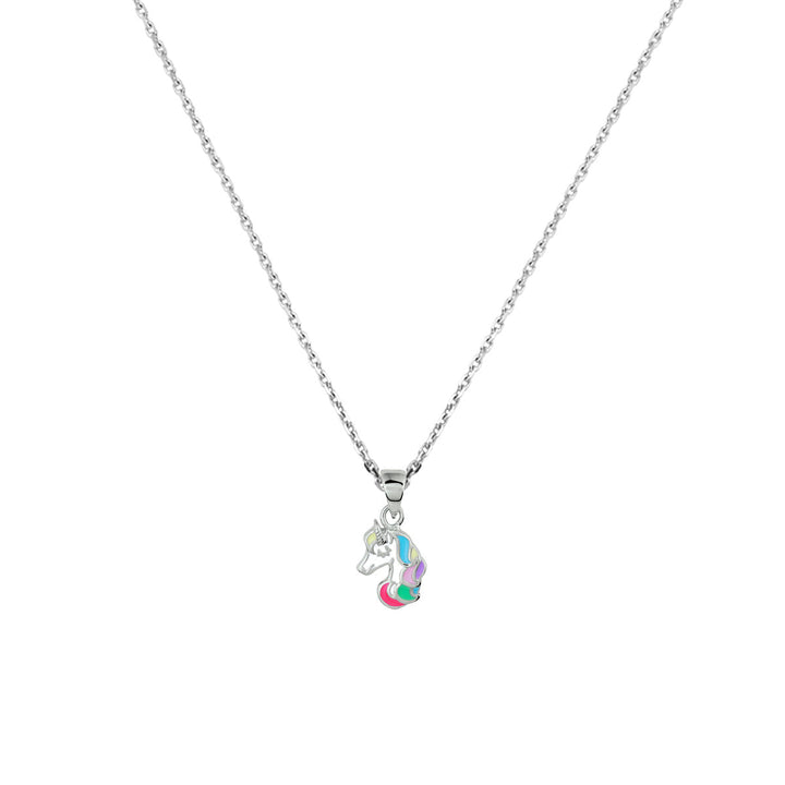 collier eenhoorn 36 + 4 cm zilver gerhodineerd