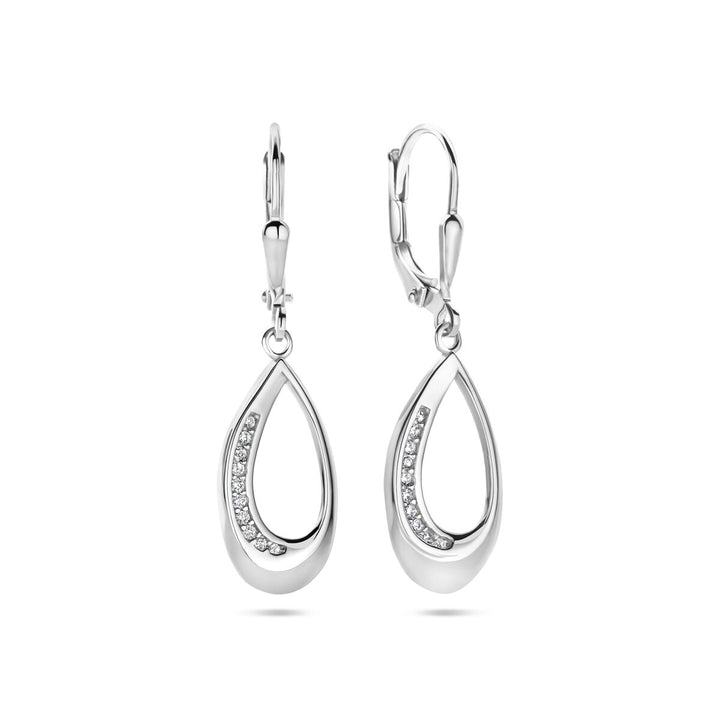 oorhangers druppel zirkonia brisur haak 34 mm zilver gerhodineerd