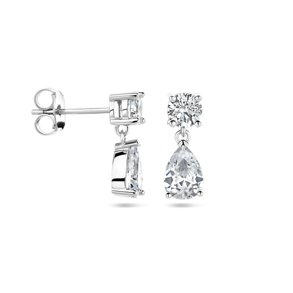 earrings zirconia silver rhodium plated