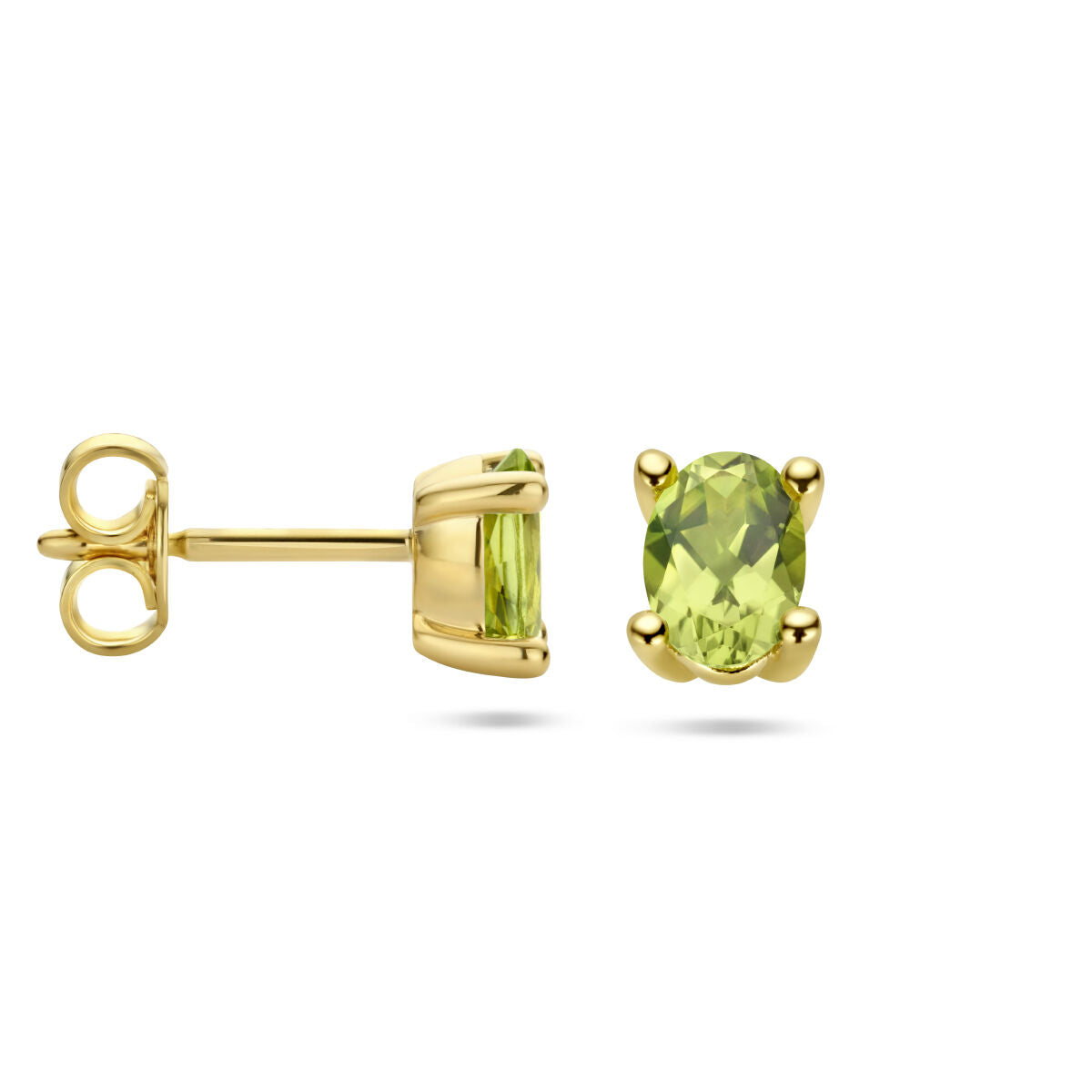 oorknoppen peridot 14K geelgoud