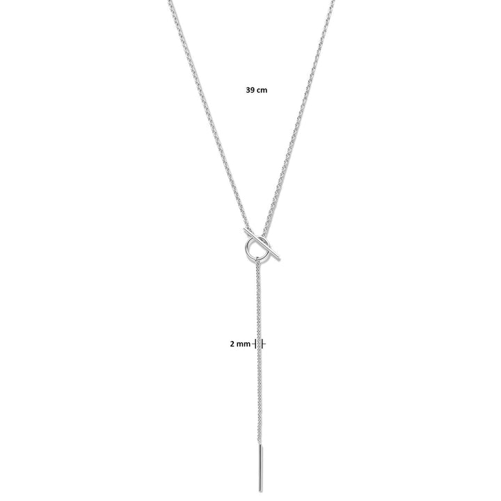 y-collier kapittelslot 39 cm zilver gerhodineerd