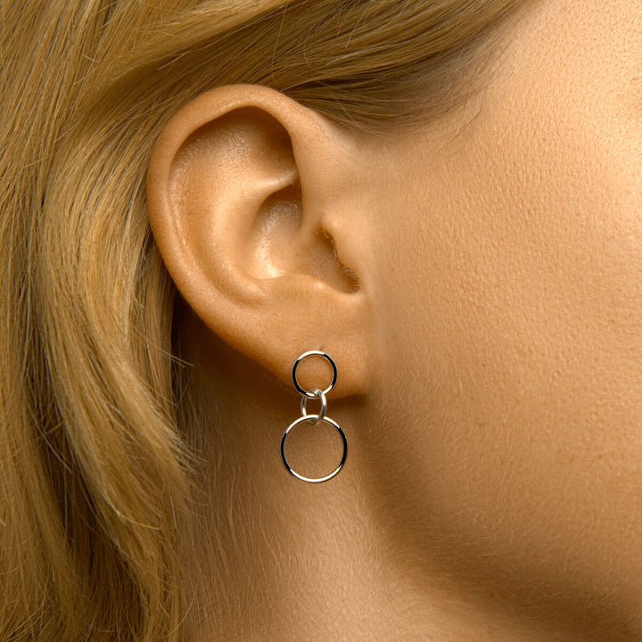 round silver rhodium plated earrings