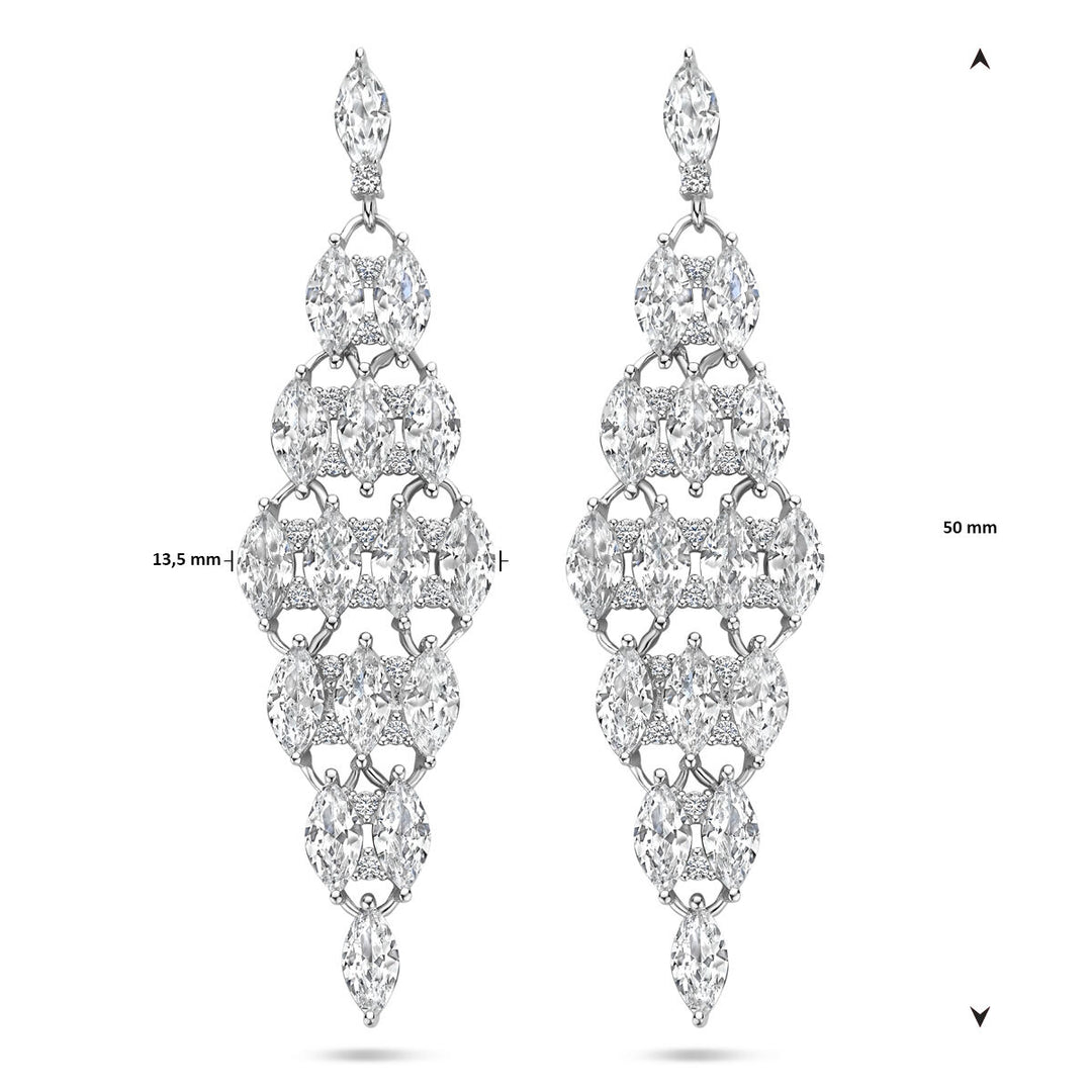 oorhangers zirkonia 50 mm zilver gerhodineerd