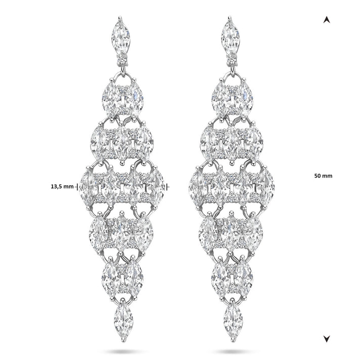 oorhangers zirkonia 50 mm zilver gerhodineerd