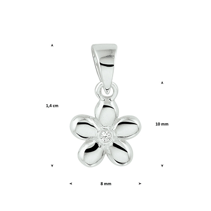 pendant flower zirconia silver rhodium plated