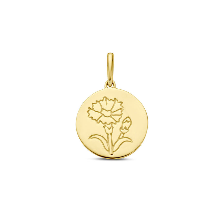 pendant with birth flower 14K yellow gold