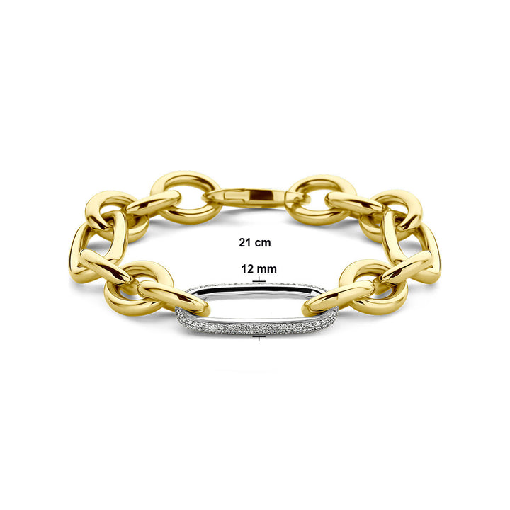 armband diamant 0.76ct g vsi 12 mm 21 cm 18K bicolor goud geel/wit