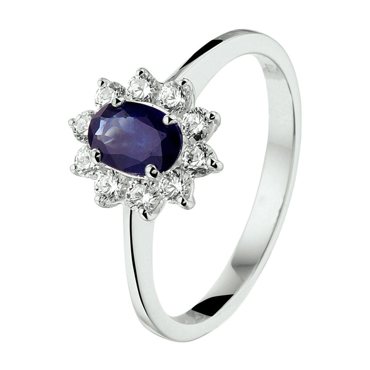 ring sapphire and zirconia 14K white gold