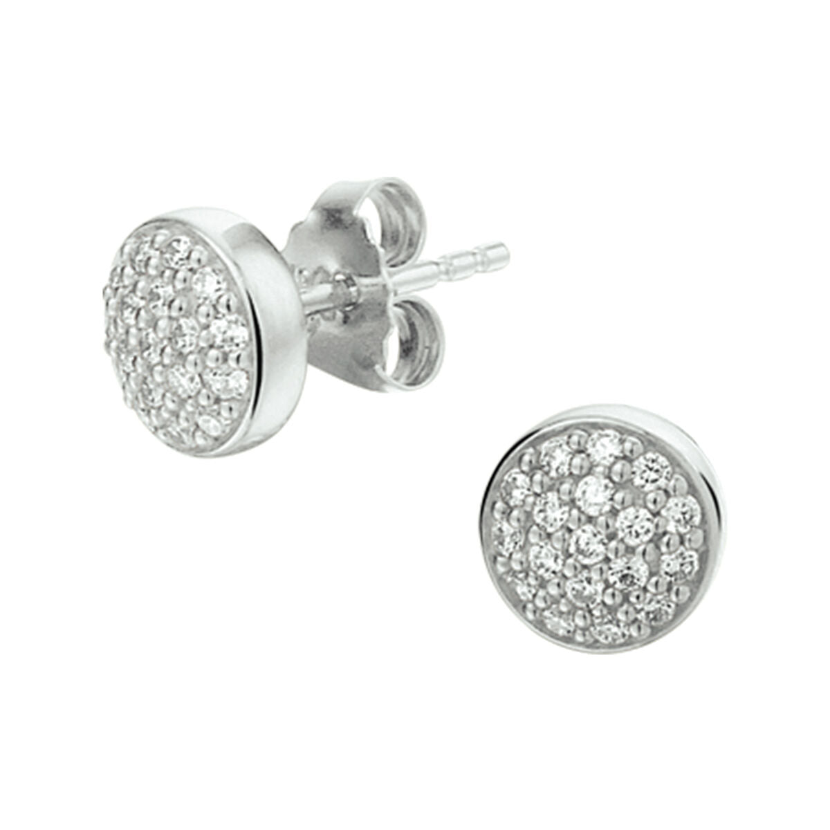 ear studs zirconia silver rhodium plated