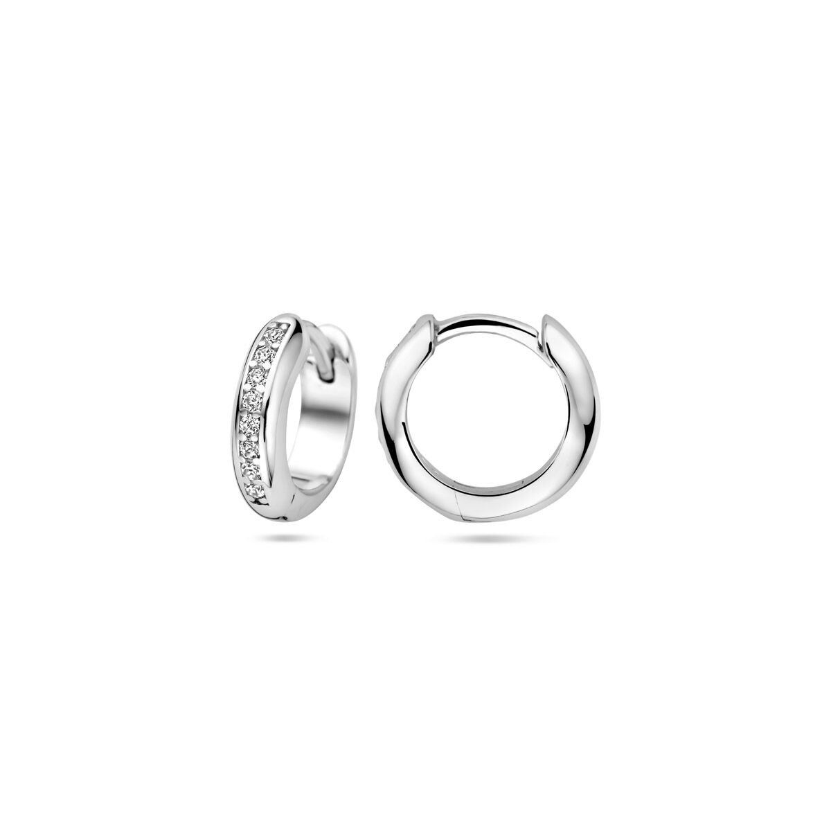 klapoorringen zirkonia 12 mm zilver gerhodineerd