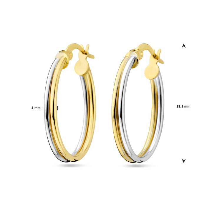 oorringen 14K bicolor goud geel/wit