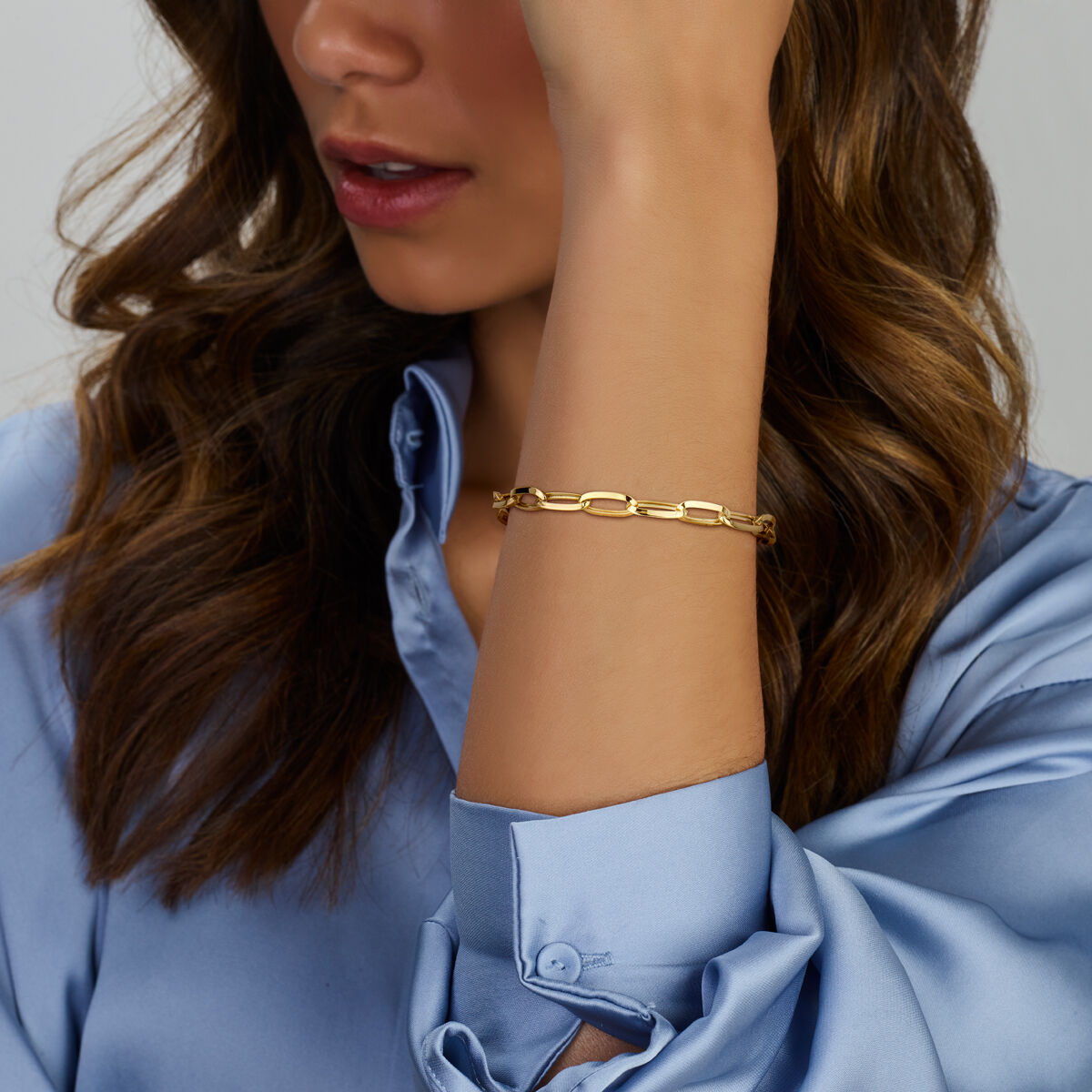 Gouden armband dames paperclip spitse buis 14K