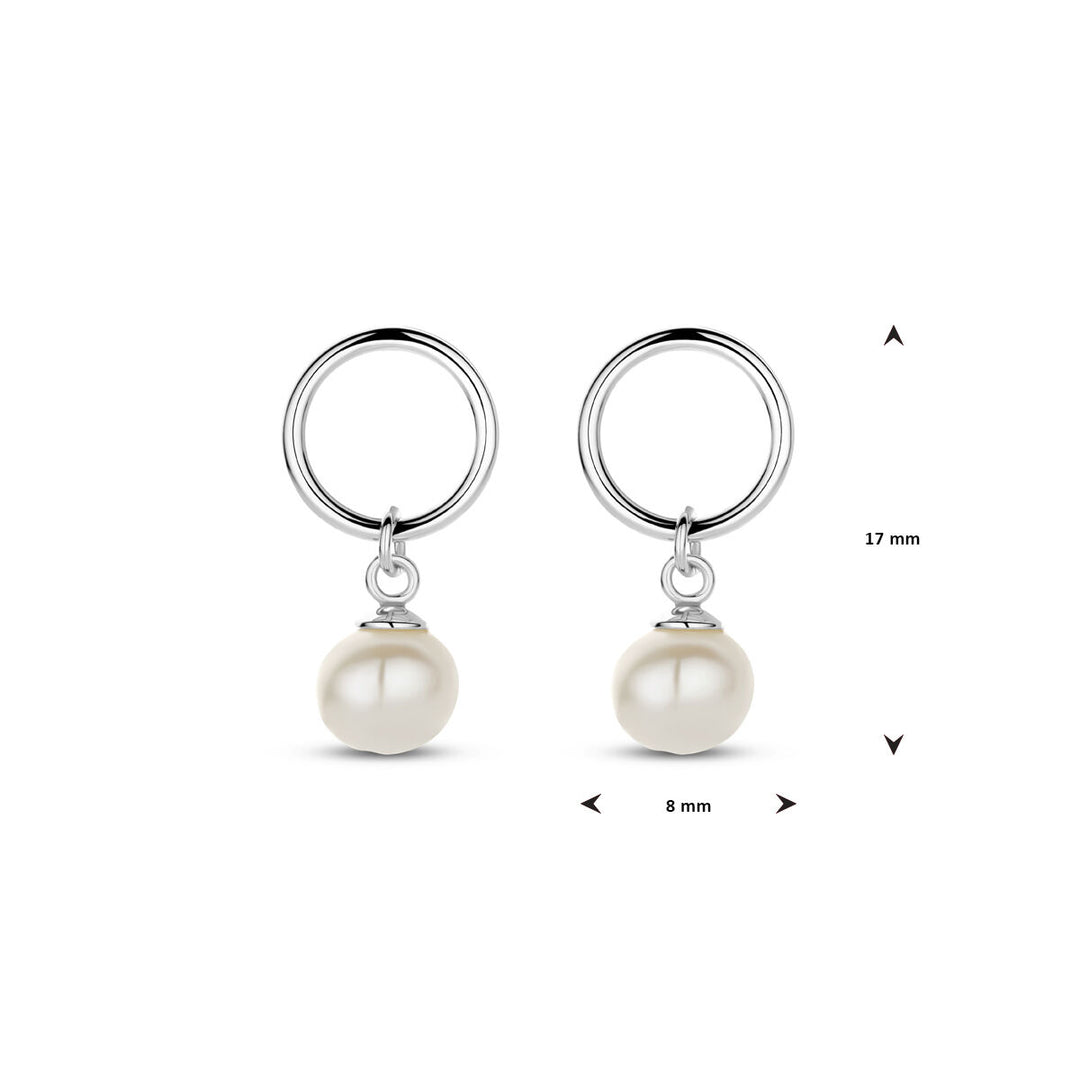oorhangers parel 17 mm zilver gerhodineerd