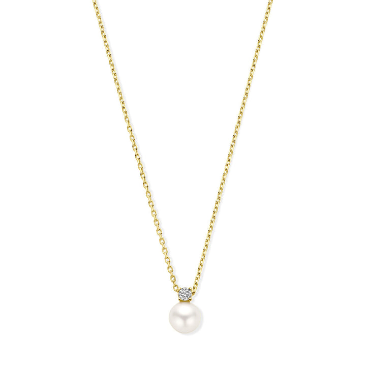 pearl and zirconia necklace 41 - 43 - 45 cm 14K yellow gold