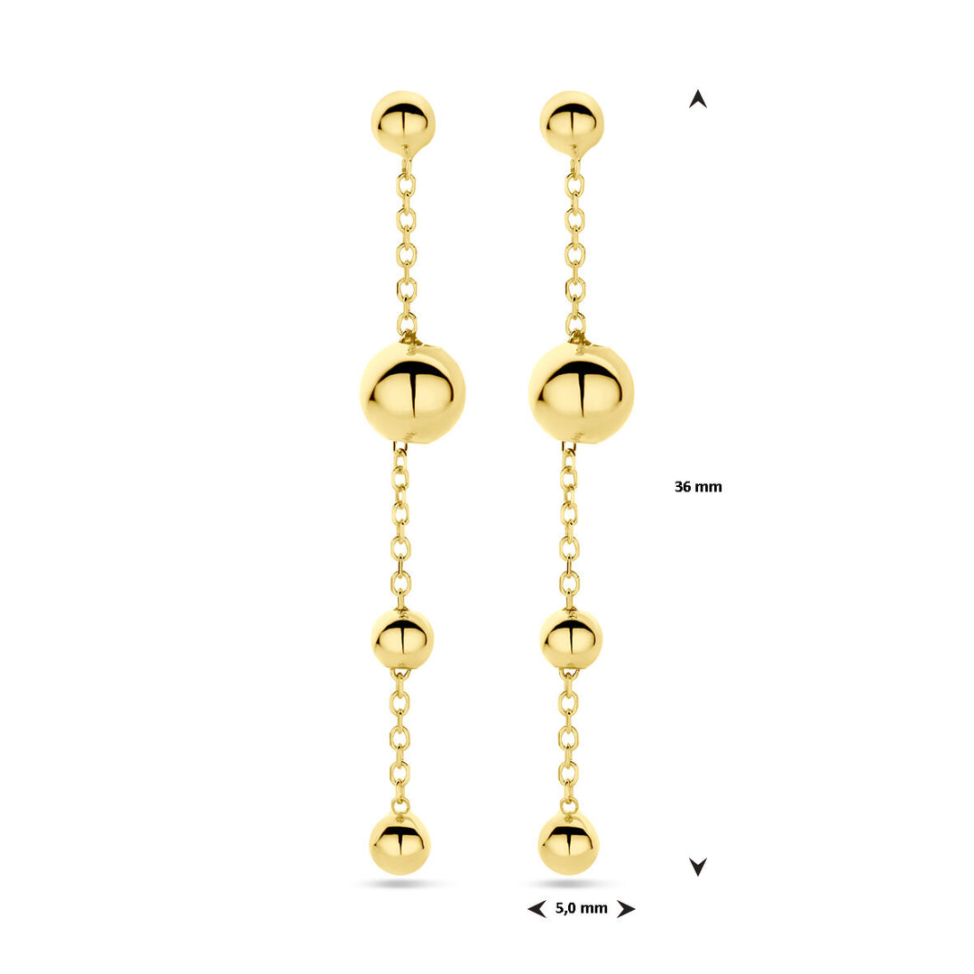 oorhangers bolletjes 36 mm 14K geelgoud