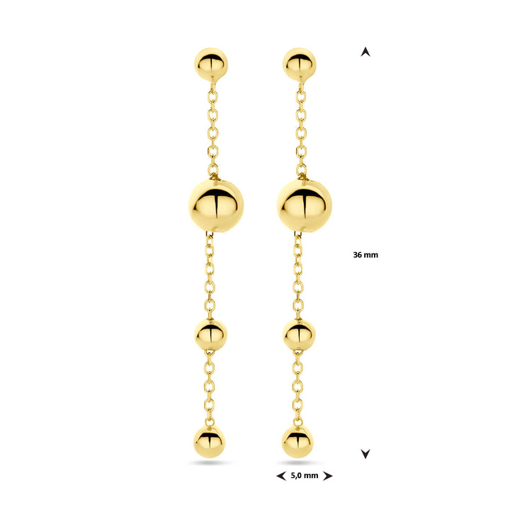 oorhangers bolletjes 36 mm 14K geelgoud