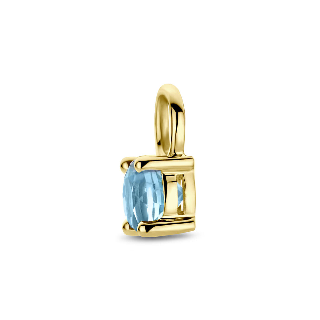 earring pendant blue topaz per piece 14K yellow gold