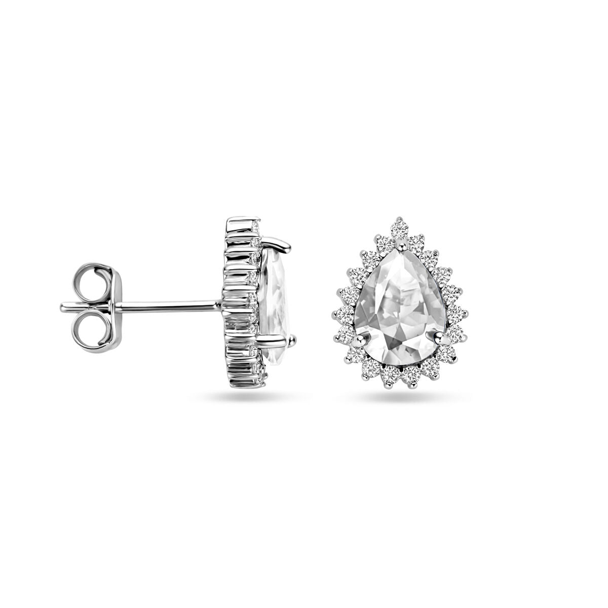 oorknoppen zirkonia 11,5 mm zilver gerhodineerd