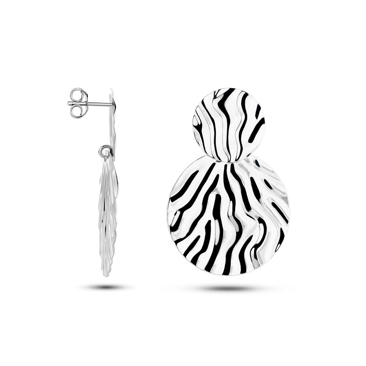 earrings embossed silver rhodium plated