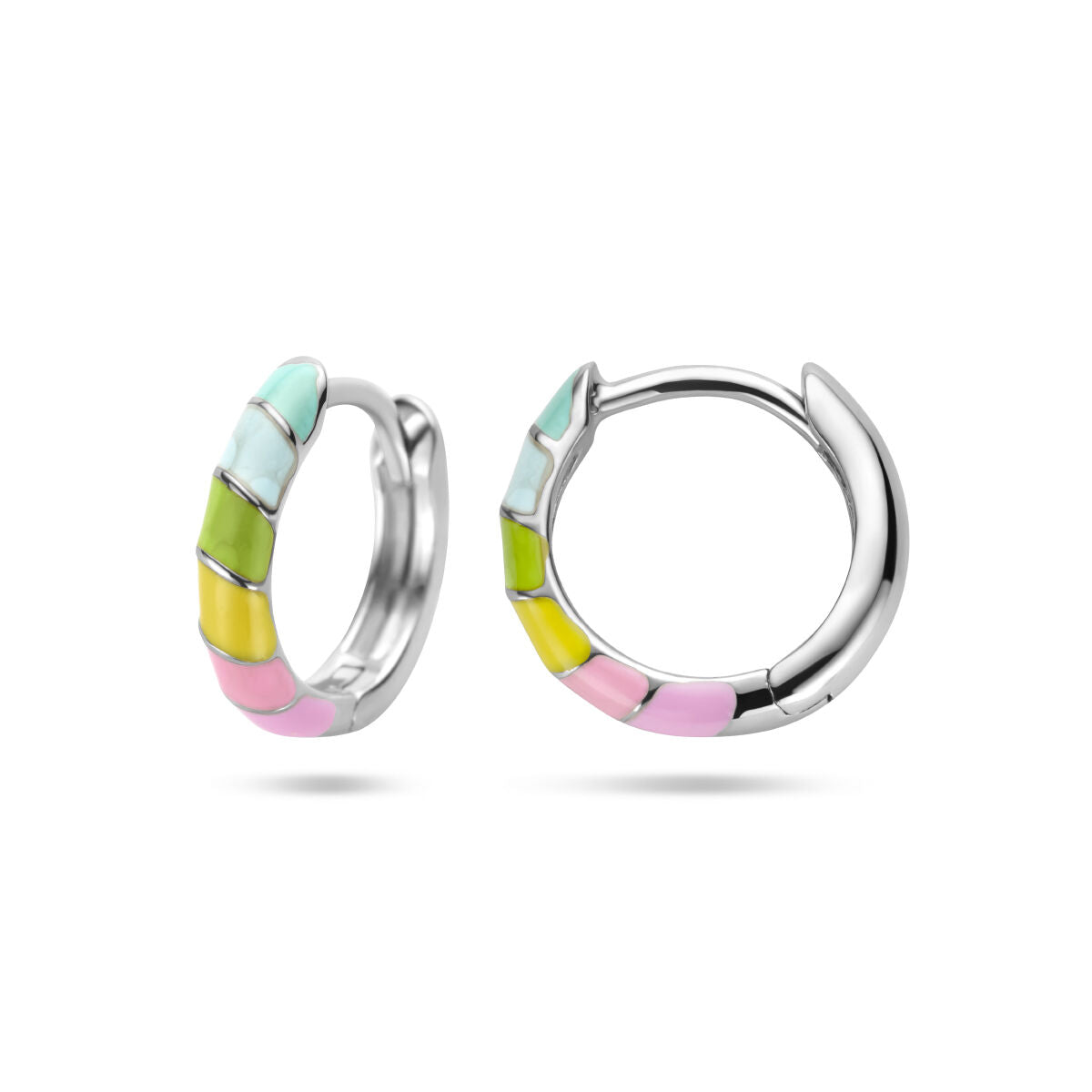 klapoorringen emaille zilver gerhodineerd