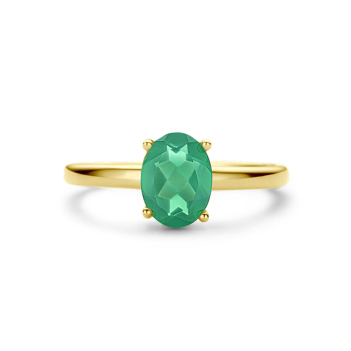 ring groen agaat 14K geelgoud