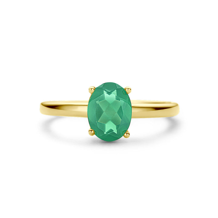 ring green agate 14K yellow gold