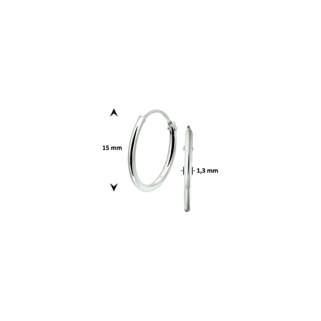 oorringen 1,3 mm ronde buis zilver wit