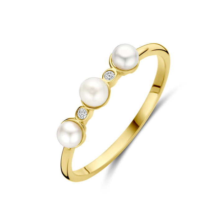 ring parel en zirkonia 14K geelgoud