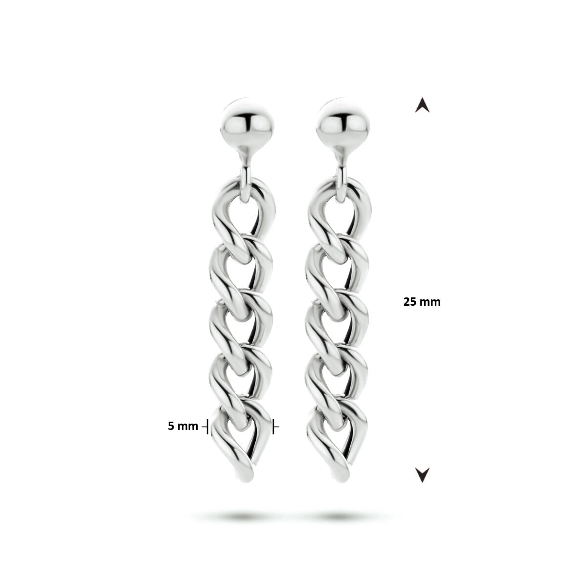 earrings link silver rhodium plated