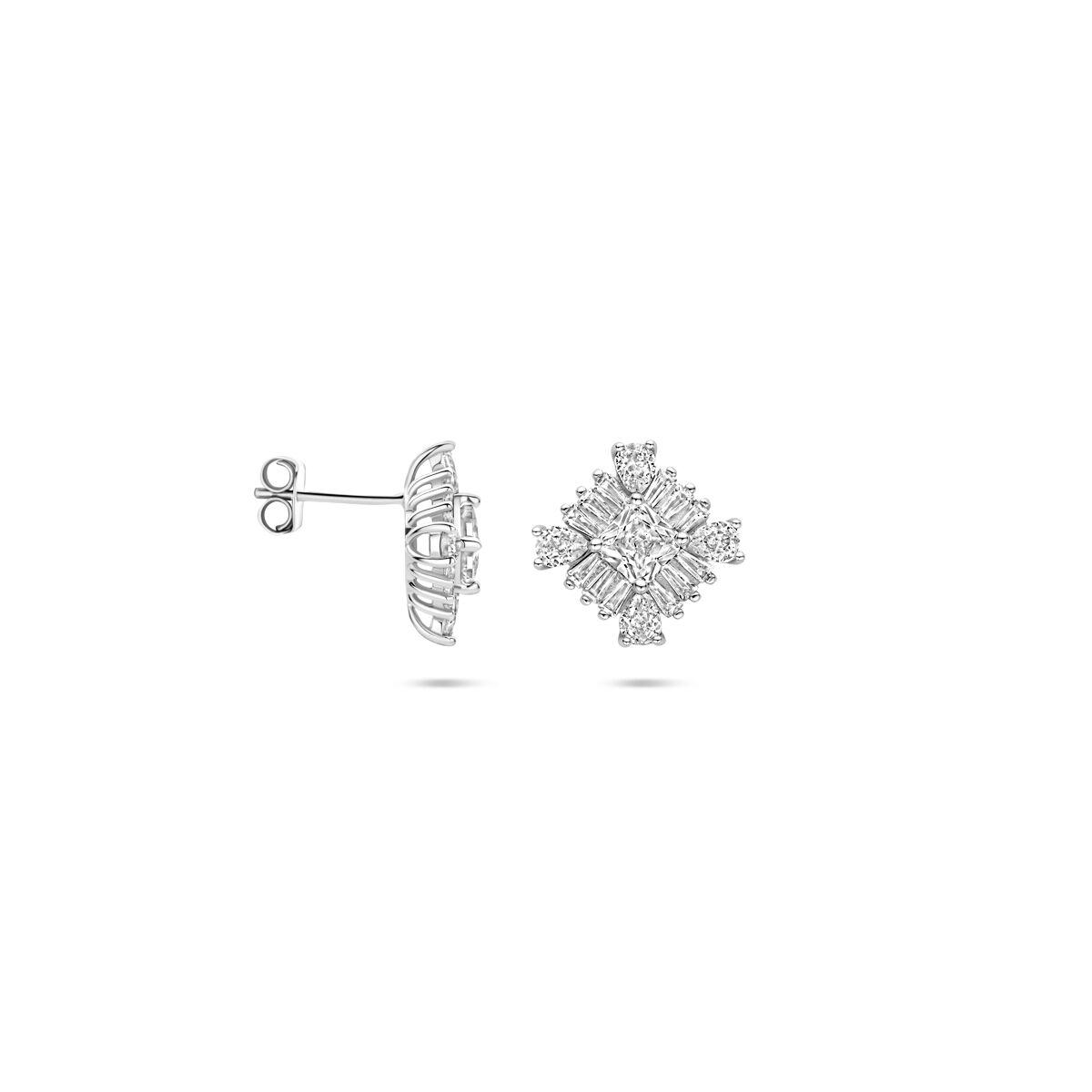 oorknoppen zirkonia 15 mm zilver gerhodineerd
