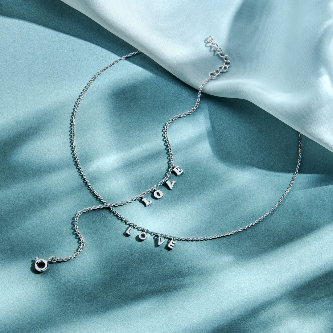 collier love 41 + 4 cm zilver gerhodineerd