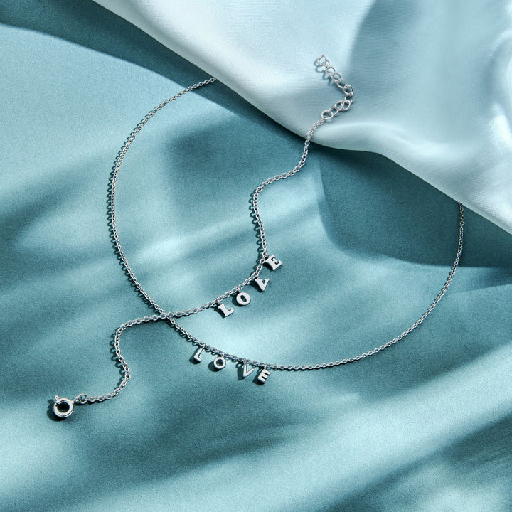 collier love 41 + 4 cm zilver gerhodineerd