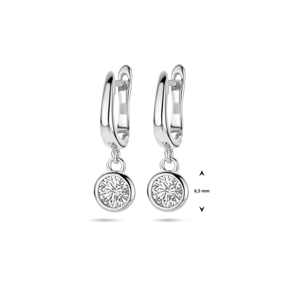 klapoorringen zirkonia zilver gerhodineerd