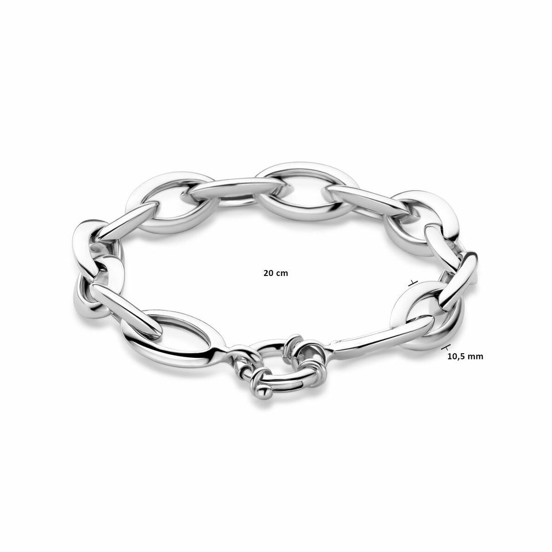 armband anker 10,5 mm 20 cm met groot springslot zilver gerhodineerd