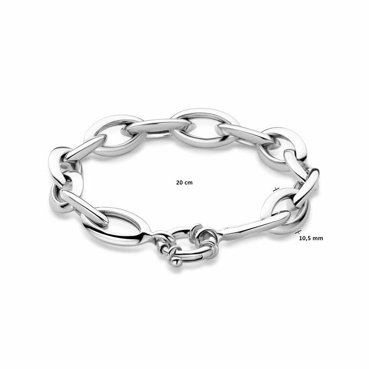 armband anker 10,5 mm 20 cm met groot springslot zilver gerhodineerd