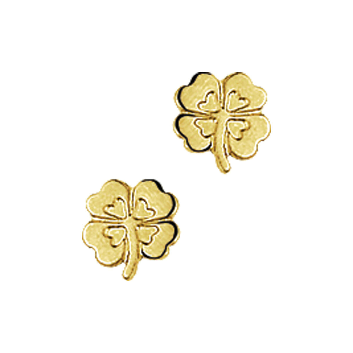 ear studs clover poly/matt 14K yellow gold