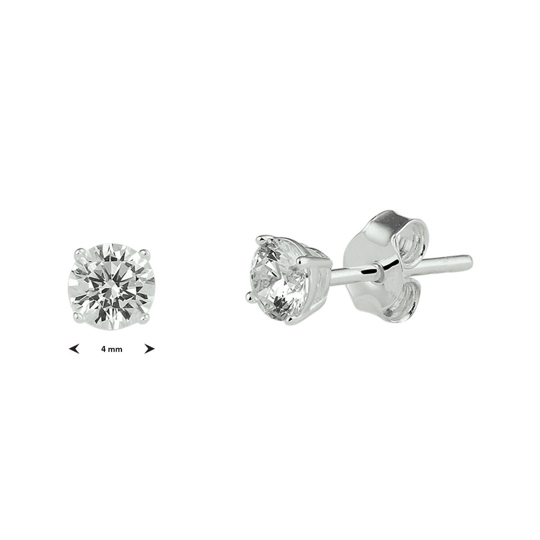 ear studs zirconia silver white