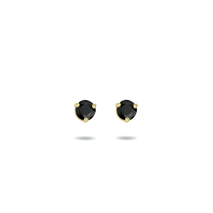 ear studs black zirconia 14K yellow gold