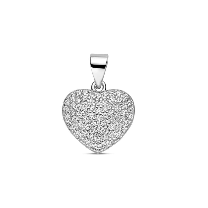 Zilveren hartjes hanger met zirkonia – gerhodineerd 925 zilver